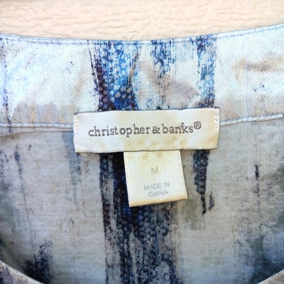 Christopher Banks Womens Medium Top 3/4 Sleeve Abstract Print Rhinestone Blouse - Picture 5 of 5